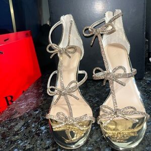 INC GOLD BOW SHOES